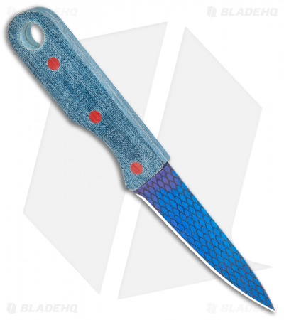 John Gray Knives Custom Fixed Blade Steak Knife Blue Terotuf (3.5" Graytanium)