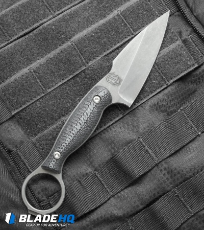 John Gray Custom Accomplice Fixed Blade Knife Black/Gray G-10 (3.25" Acid SW)