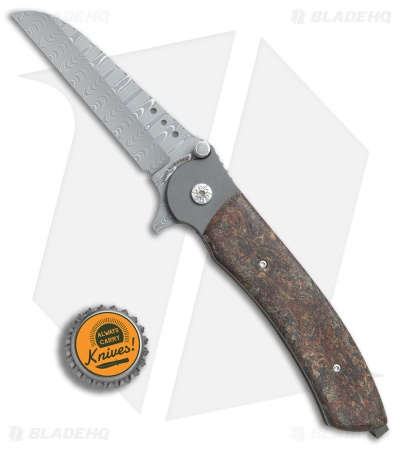 John Kubasek Custom Wharncliffe Flipper Knife Rag Micarta (3.5" Damascus)
