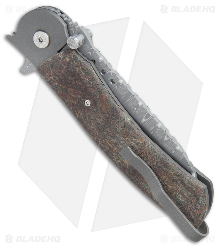 John Kubasek Custom Wharncliffe Flipper Knife Rag Micarta (3.5" Damascus)