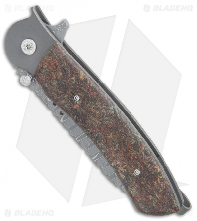 John Kubasek Custom Wharncliffe Flipper Knife Rag Micarta (3.5" Damascus)