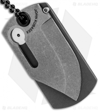 Kubasek Mag-Tag Folder Dog Tag Knife Carbon Fiber (1.75" Stonewash)