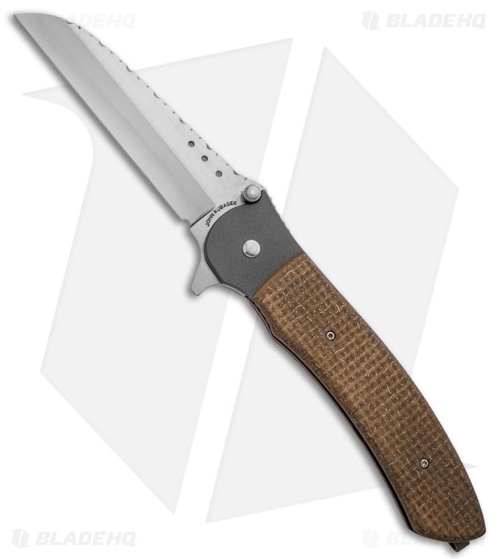 John Kubasek Wharncliffe Flipper Knife Kevlar Handle (4" Hand Satin)
