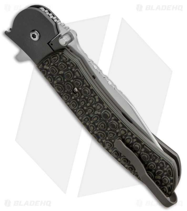 John Kubasek Modified Tanto Flipper Knife Turtle Micarta (4" Polished)