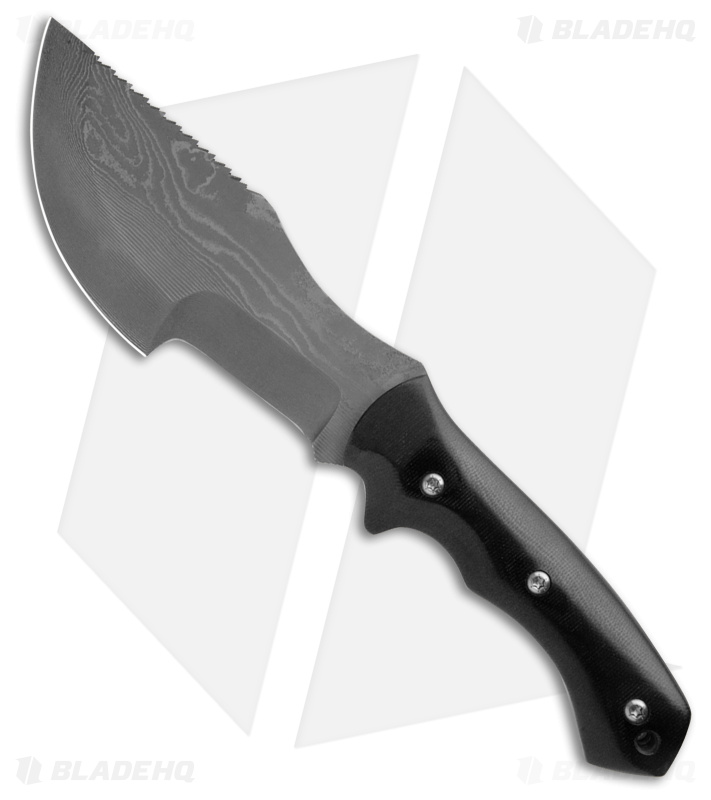 Jurgen Schanz Custom WSK Tracker Knife Black Micarta (6.6" Damascus)