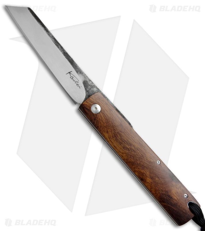 Kansei Matsuno Custom F011 Large Friction Folder Knife Dark Wood (3.375" Satin)