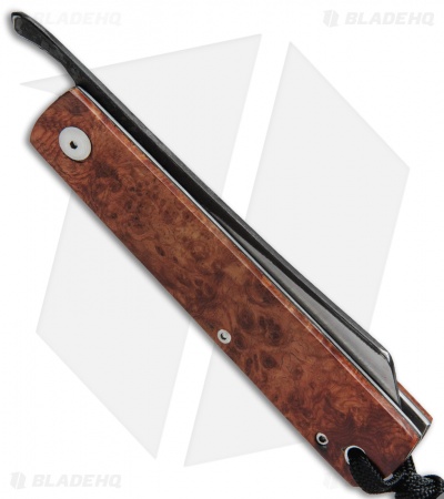 Kansei Matsuno Custom F011 Medium Friction Folder Knife Burl Wood (3" Satin)