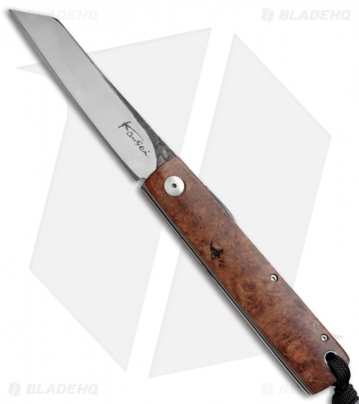 Kansei Matsuno Custom F011 Medium Friction Folder Knife Burl Wood (3" Satin)