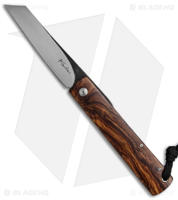 Kansei Matsuno Custom F011 Large Friction Folder Knife Swirl Wood (3.3" Satin)