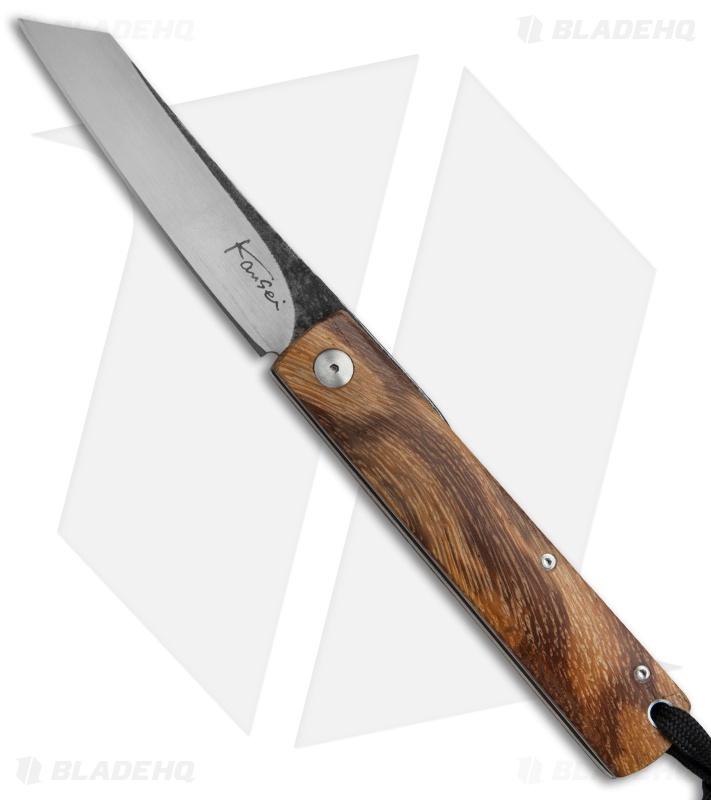 Kansei Matsuno Custom F011 Medium Friction Folder Knife Curve Wood (3" Satin)