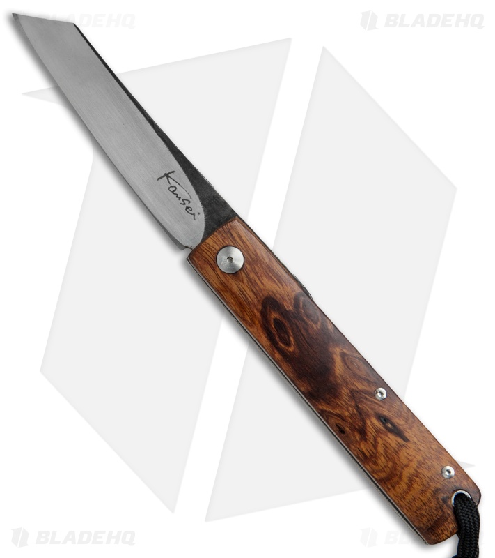 Kansei Matsuno Custom F011 Medium Friction Folder Knife Knot Wood (3" Satin)