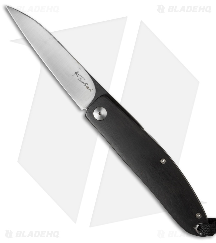 Kansei Matsuno Custom F021 Friction Folder Knife Ebony Wood (2.6" Satin)