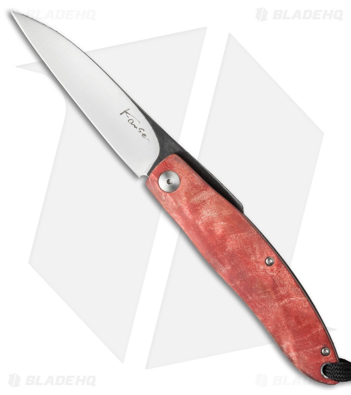 Kansei Matsuno Custom F021 Friction Folder Knife Red Wood (2.6" Satin)