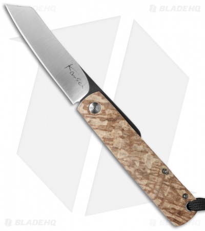 Kansei Matsuno Custom F011 Friction Folder Knife Birch Wood (2.625" Satin)