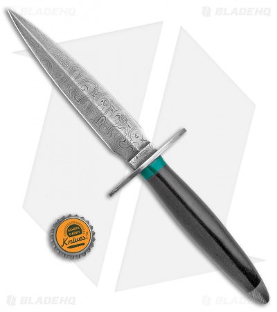 Old Pine Forge Keith Bagley Custom Damascus Dagger Fixed Blade Blackwood