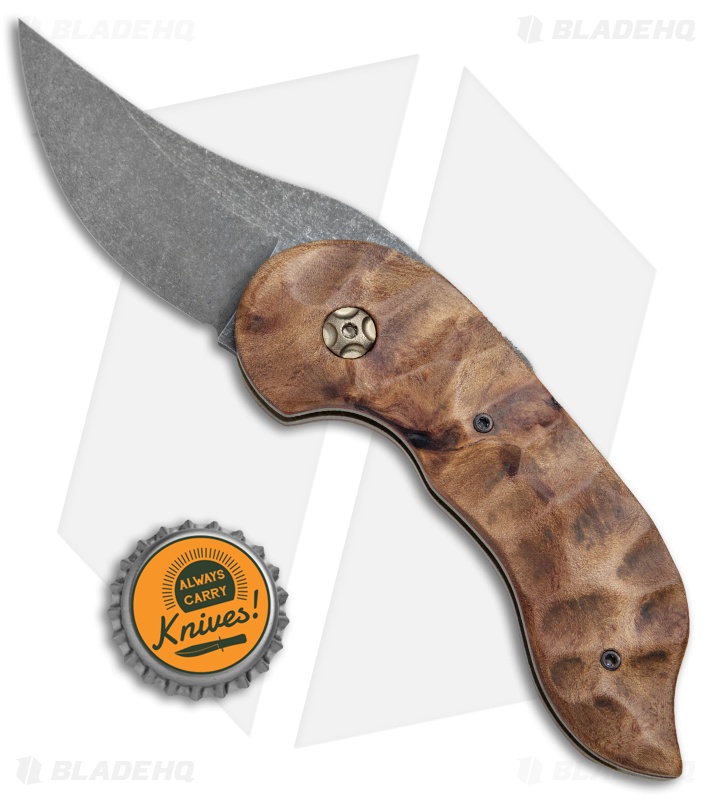Knappo Knives Custom Tephra Friction Folder Ancient Swamp Kauri (2.5" Acid SW)