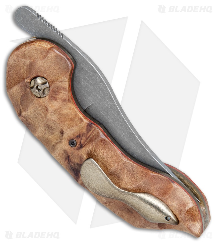 Knappo Knives Custom Tephra Friction Folder Ancient Swamp Kauri (2.5" Acid SW)