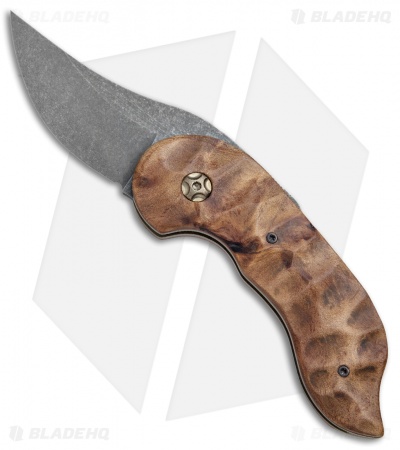 Knappo Knives Custom Tephra Friction Folder Ancient Swamp Kauri (2.5" Acid SW)