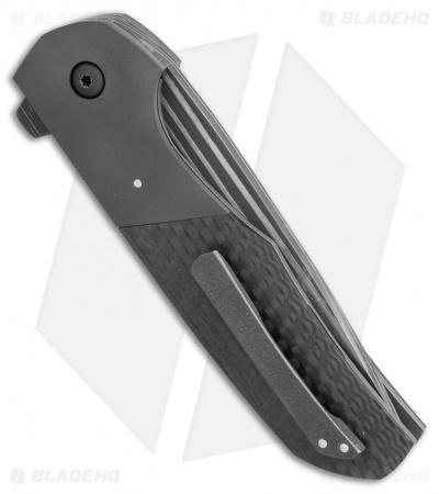Eutsler Knives Custom Equalizer Full Dress Knife CF/Ti (3.375" Damascus)