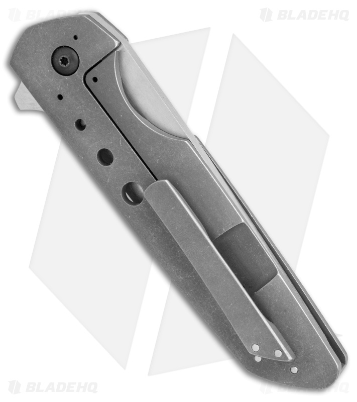 Eutsler Knives Custom Regulator Frame Lock Knife Ti w/ Holes (3.5" Stonewash)