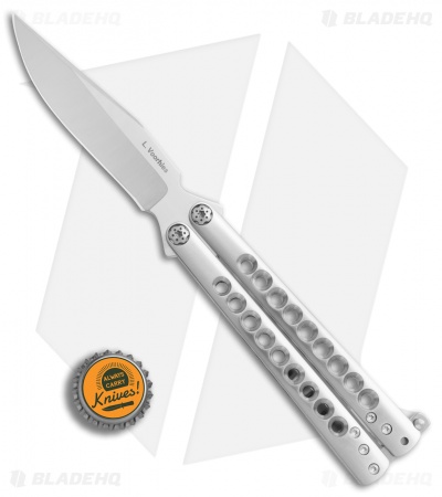 Les Voorhies Custom Knives  Balisong Butterfly Knife Titanium (4.1" Satin)