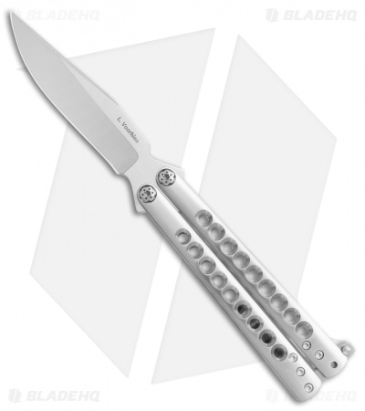 Les Voorhies Custom Knives  Balisong Butterfly Knife Titanium (4.1" Satin)