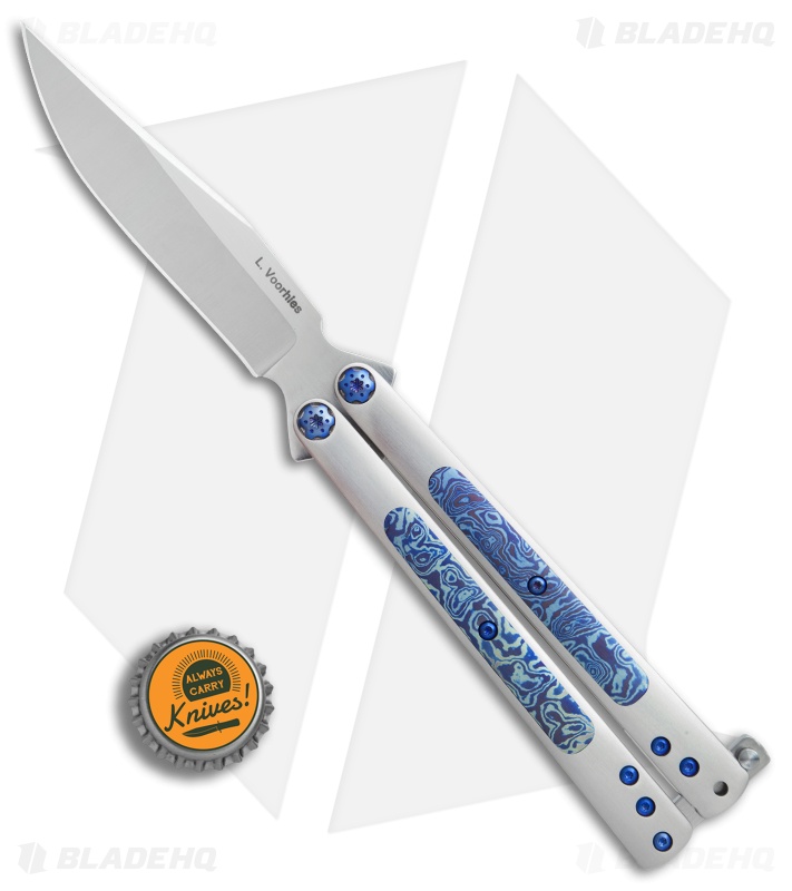 Les Voorhies Custom Knives  Balisong Butterfly Knife Timascus (4.1" Satin)