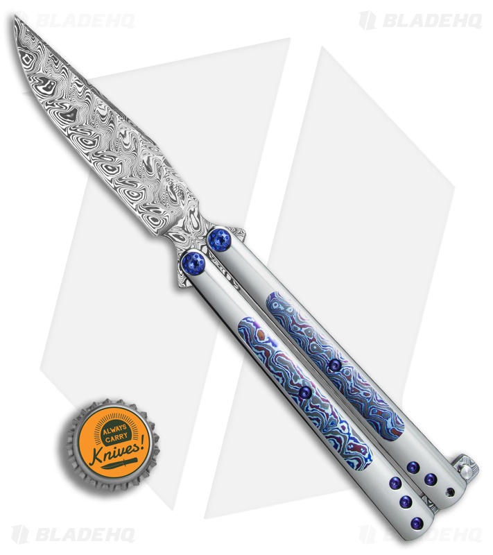Les Voorhies Custom Model 2 Balisong Butterfly Knife Timascus (4.25" Damasteel)