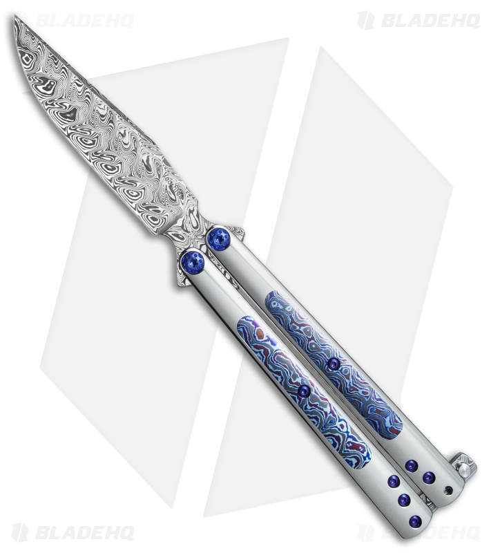 Les Voorhies Custom Model 2 Balisong Butterfly Knife Timascus (4.25" Damasteel)