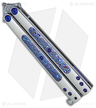 Les Voorhies Custom Model 2 Balisong Butterfly Knife Timascus (4.25" Damasteel)