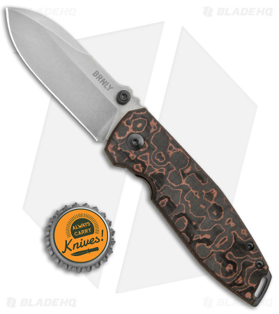 BRNLY SQD-2 Frame Lock Knife Copper Camo Fat Carbon Fiber (3" Stonewash)