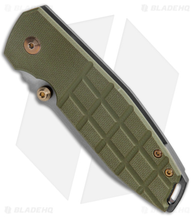 BRNLY SQD-2 Frame Lock Knife Grenade Milled OD Green G-10 (3" Bead Blast)