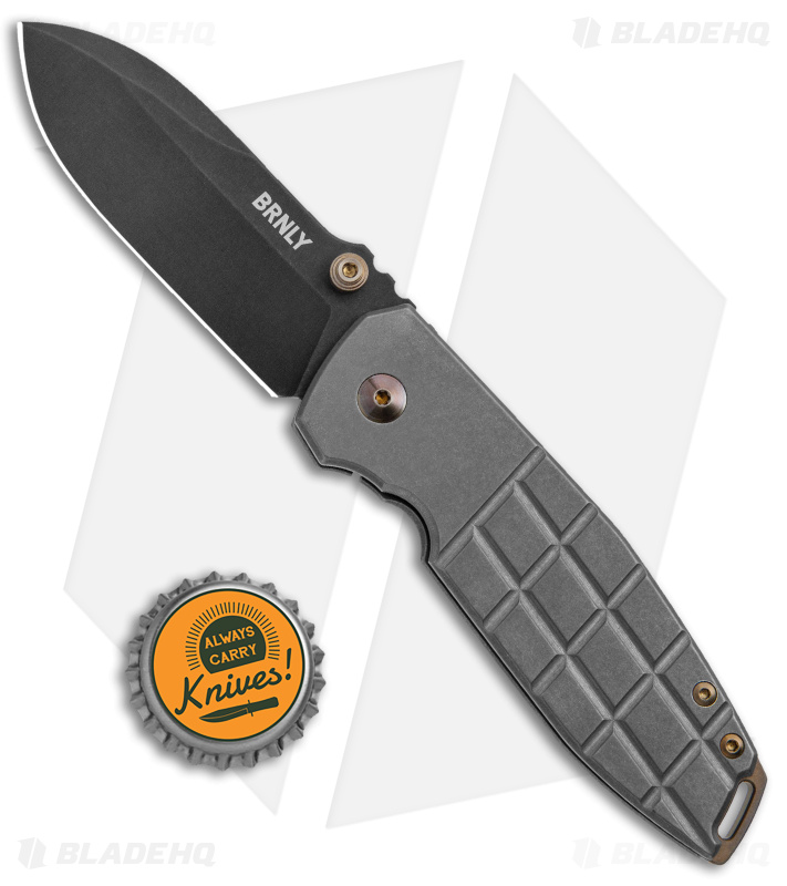 BRNLY SQD-2 Frame Lock Knife Grenade Milled Titanium (3" Black PVD)