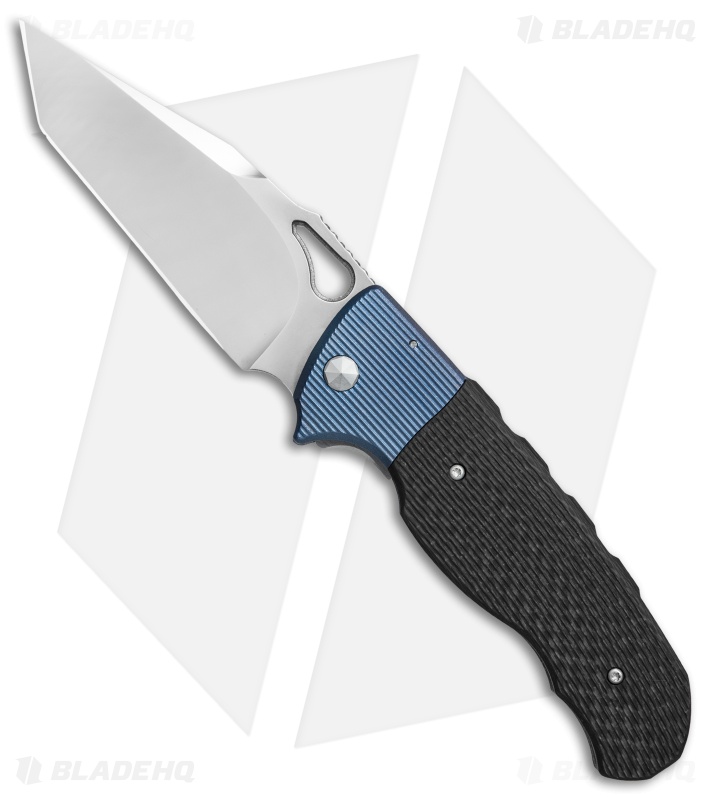 Diskin Revolution D/A Tanto Automatic Knife Blue Ti/CF (3.75" Polished)