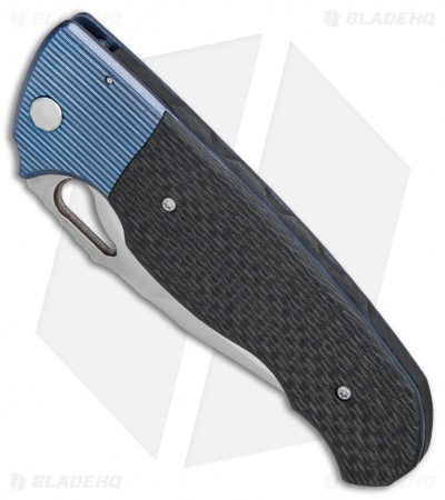 Diskin Revolution D/A Tanto Automatic Knife Blue Ti/CF (3.75" Polished)