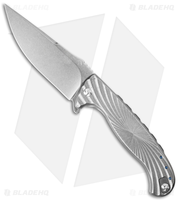Diskin Volcan Flipper Frame Lock Knife Fluted Titanium (4" Stonewash)
