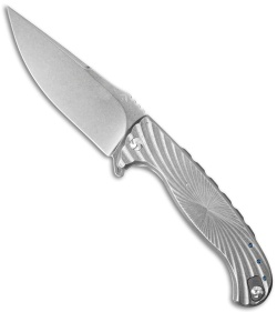 Diskin Volcan Flipper Frame Lock Knife Fluted Titanium (4" Stonewash)