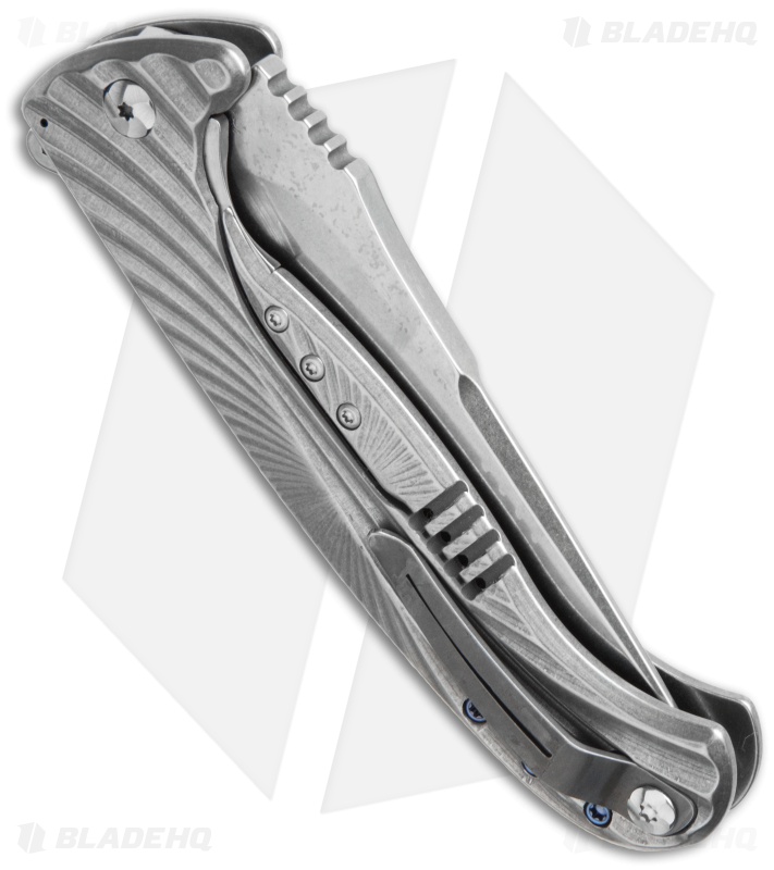 Diskin Volcan Flipper Frame Lock Knife Fluted Titanium (4" Stonewash)