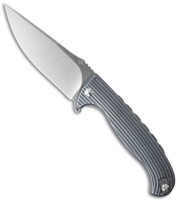 Diskin Volcan Flipper Frame Lock Knife Fluted Blue/Gray Titanium (4" Stonewash)