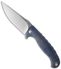 Diskin Volcan Flipper Frame Lock Knife Fluted Dark Blue Titanium (4" Stonewash)