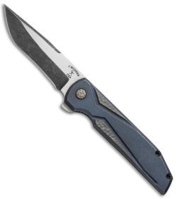 McNees Custom Ankylos Frame Lock Knife Blue Ti (3.375" Two Tone)