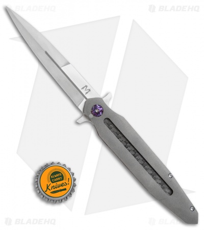 Merriken Knives B.A.D. Mod Stiletto Knife Ti/CF (3.875" Bead Blast)