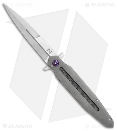 Merriken Knives B.A.D. Mod Stiletto Knife Ti/CF (3.875" Bead Blast)