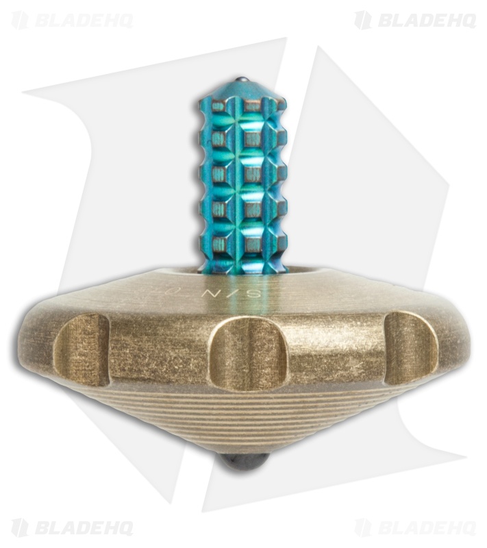 Marfione Custom Knives Spin Top - Brass/Green Ti