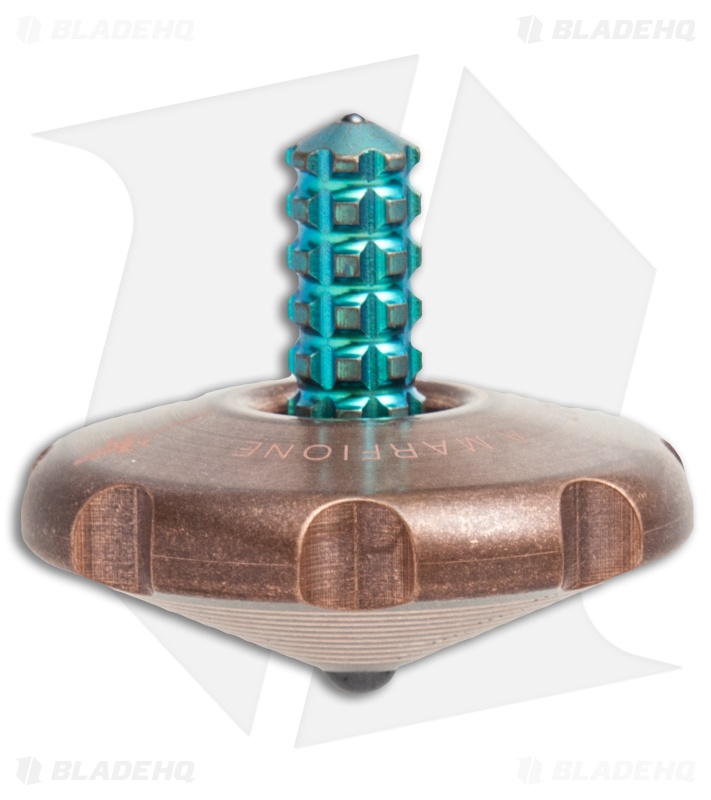 Marfione Custom Knives Spin Top - Copper/Green Ti