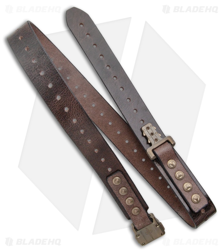 Microtech Marfione Custom Apis Distressed Dark Brown Water Buffalo Bronze Ti