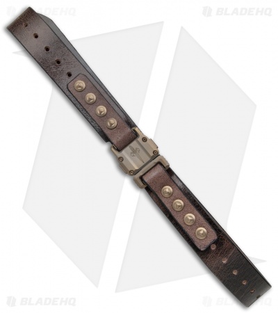 Microtech Marfione Custom Apis Distressed Dark Brown Water Buffalo Bronze Ti
