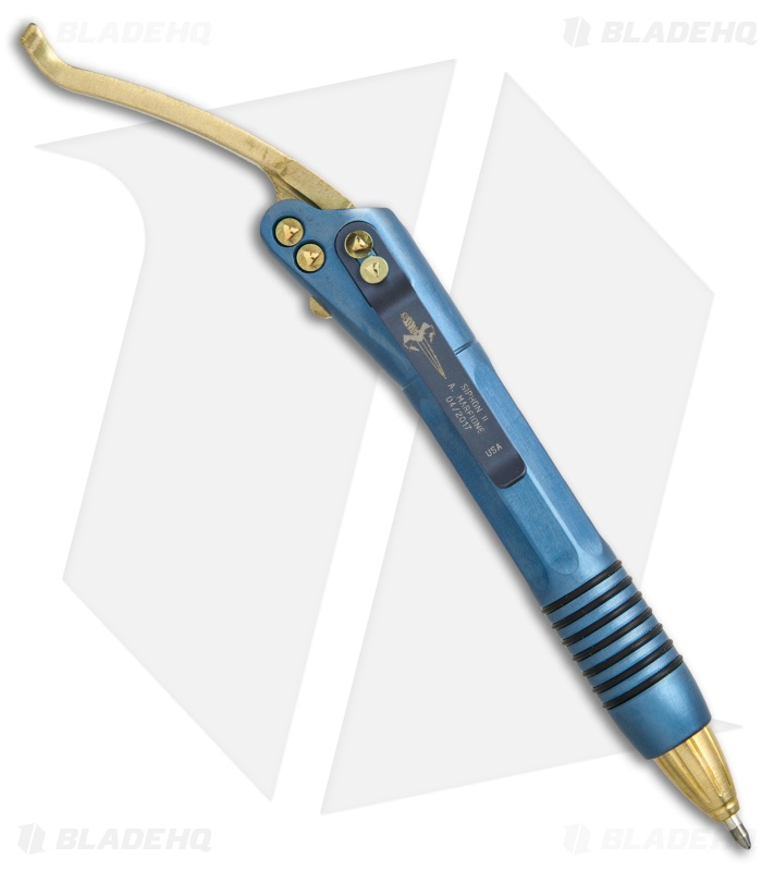 Microtech Marfione Custom Siphon II Blue Titanium w/ Gold Hardware