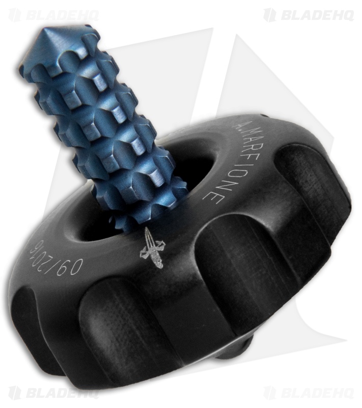 Marfione Custom Knives Spin Top - DLC/Blue Titanium
