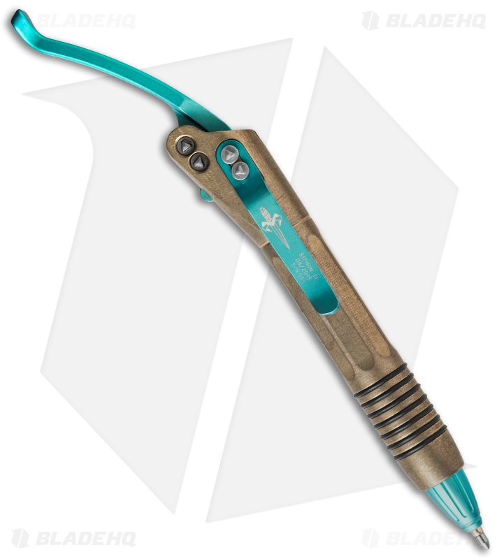 Marfione Custom Microtech Siphon II Bronzed Aluminum Pen + Green Titanium